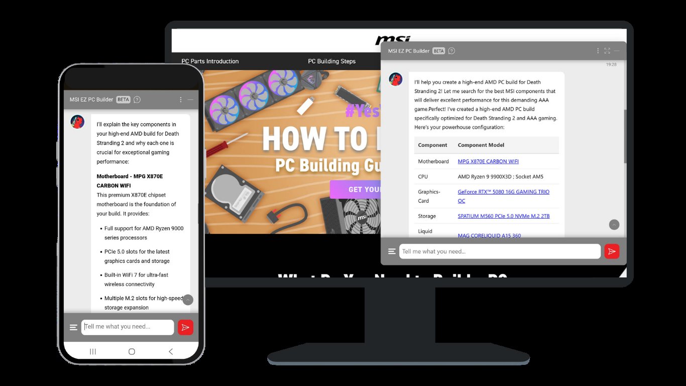 MSI EZ PC Builder AI Assistant Interface - Multi-device Display